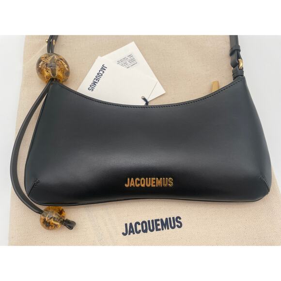 JACQUEMUS LEATHER BLACK SHOULDER BAG PURSE AUTHENTIC - Picture 5 of 15